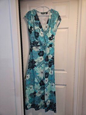 Lands' End Sleeveless Green/Blue Dress
